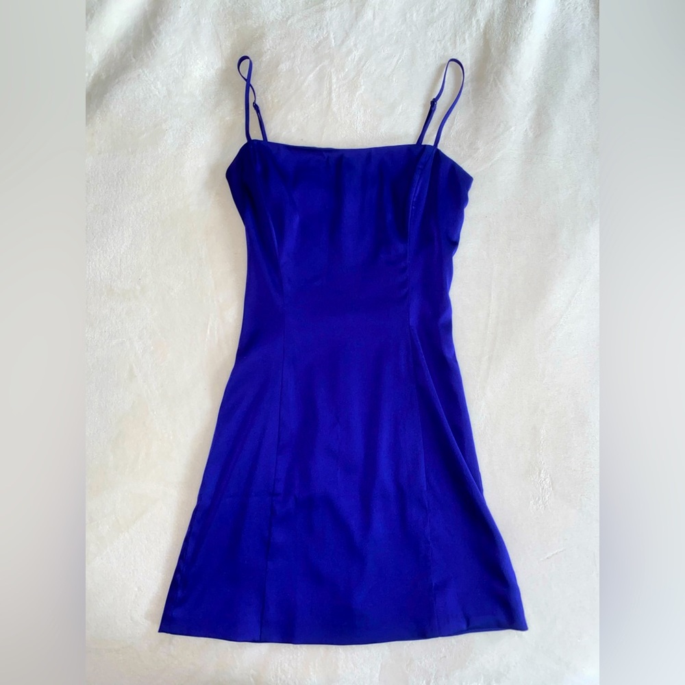 Aritzia Royal Purple Blue Satin Mini Dress